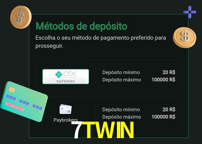 O cassino 7TWIN oferece uma grande variedade de métodos de pagamento